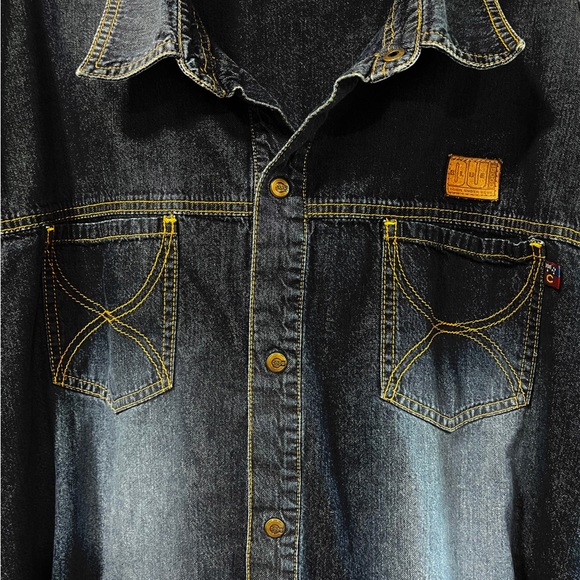 COOGI Down Under Blue Australia 4X XXXXL Cotton Denim Snap Long Sleeve Shirt Men - Picture 3 of 12
